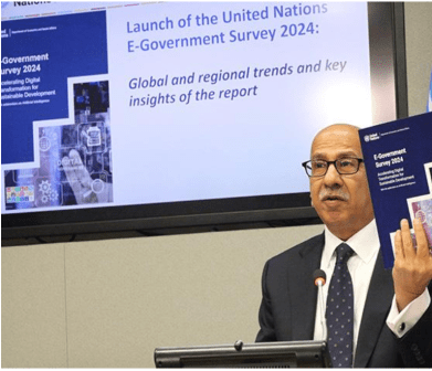 Navid Hanif, Assistant Secretary-General for Economic Development, UN DESA, introducing UN's 13th E-Government Survey at September 7, 2024, press conference. (UN DESA)